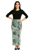 Printed Long Maxi Pencil Skirt in Lightweight Stretch Fabric