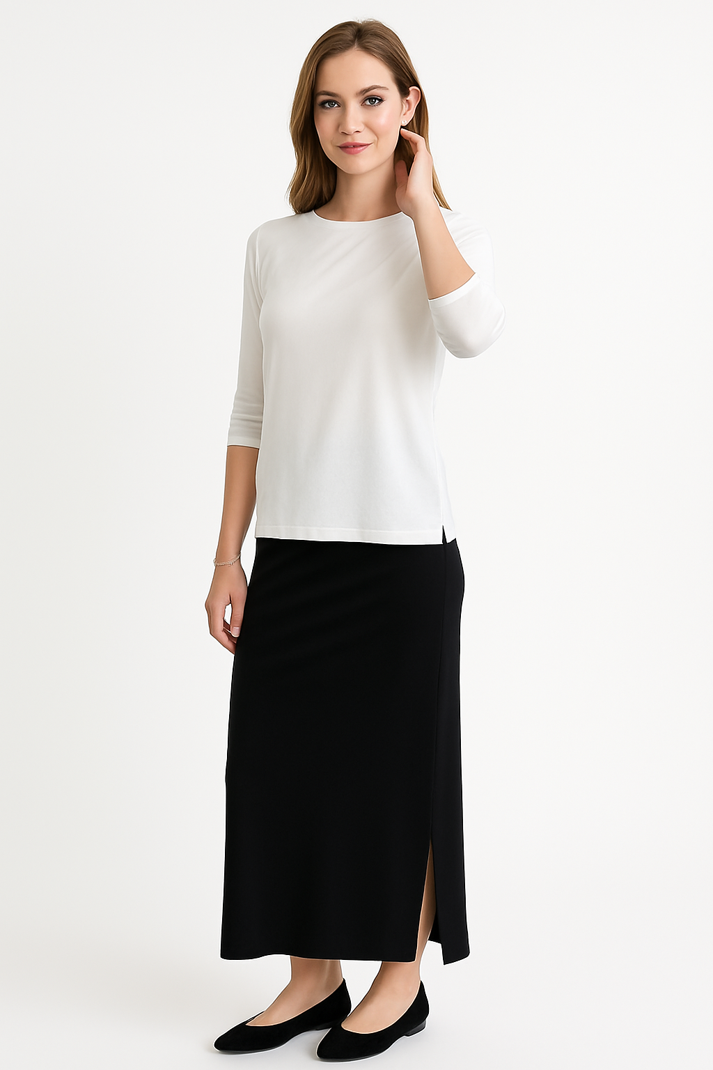 Long Super Stretchy Fitted Maxi Skirt with Side Slits