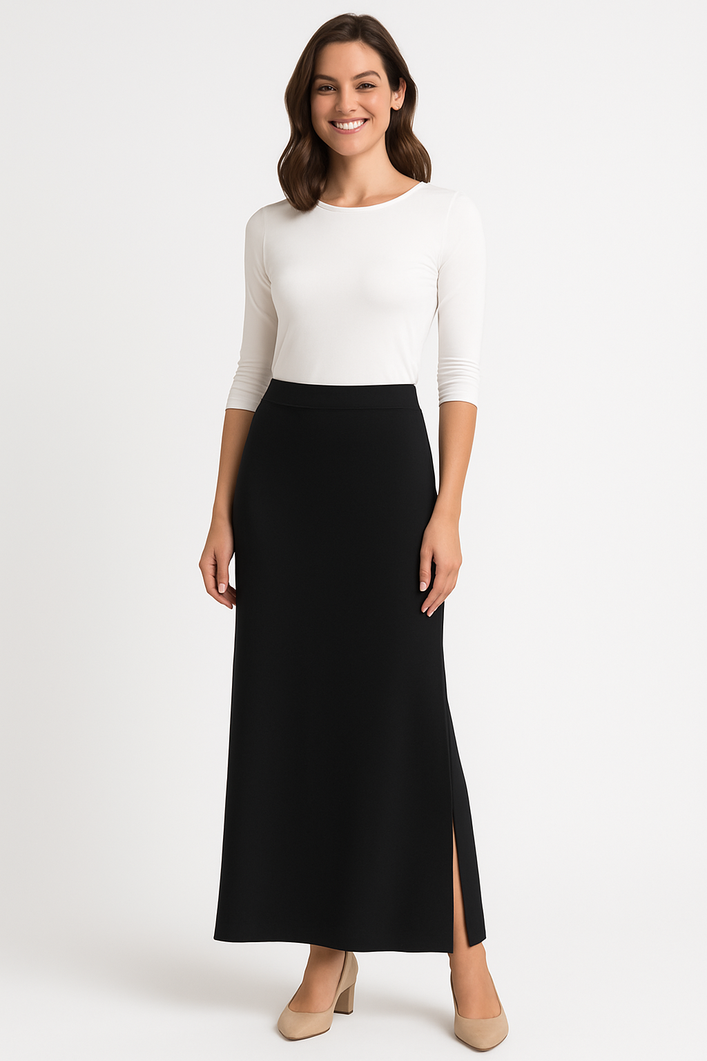 Long Super Stretchy Fitted Maxi Skirt with Side Slits