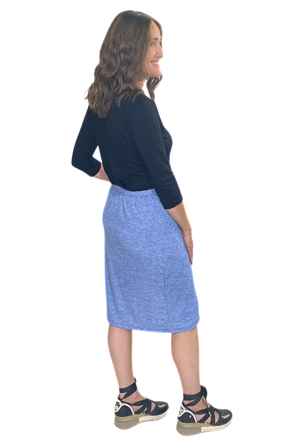 Super Soft Ribbed Knit- Knee Length Pencil Skirt