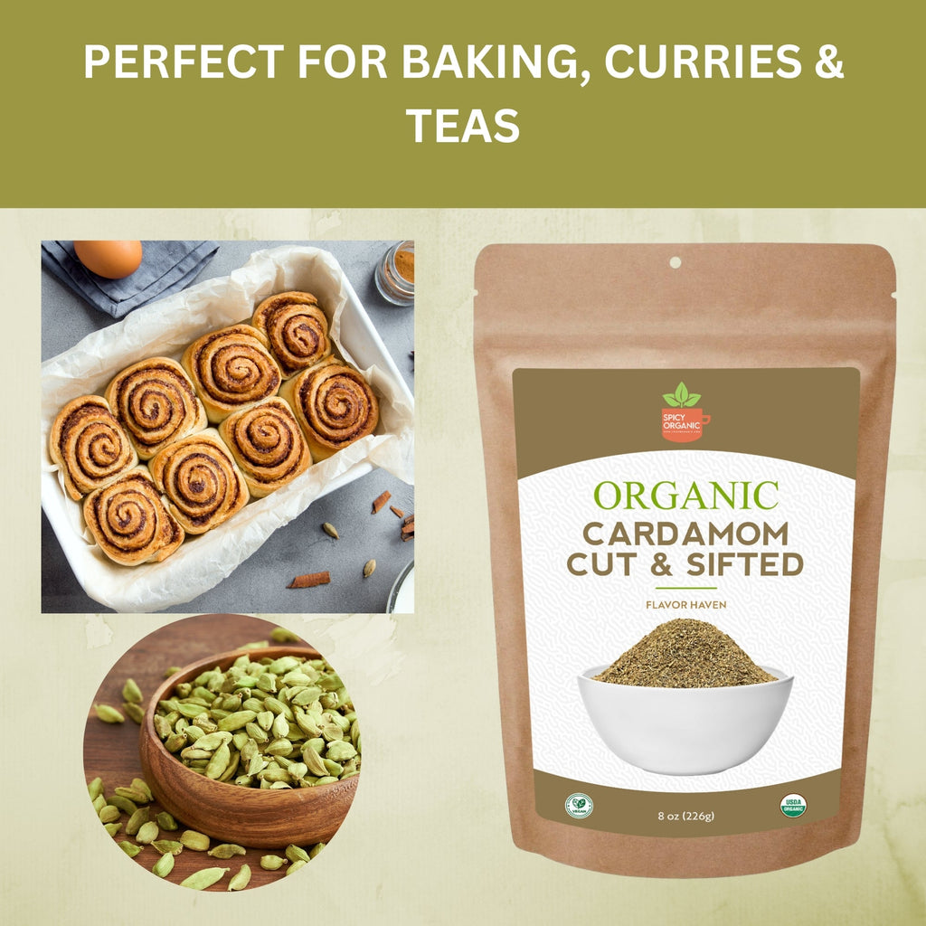 Organic Cardamom Cut and Sift — USDA Certified | Chai, Tea Blends & Herbal Infusions