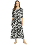 Fitted Bodice Maxi Summer Dress with 3/4 Sleeves with Pockets