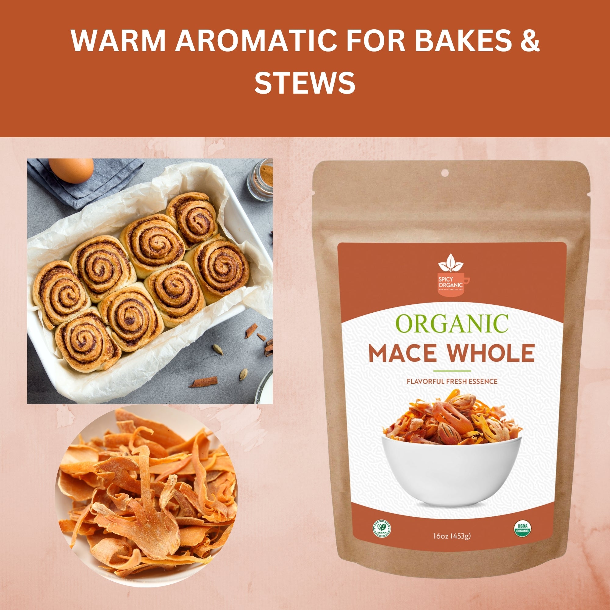 Organic Whole Mace — USDA Certified Organic | Béchamel, Biryani & Spice Blends