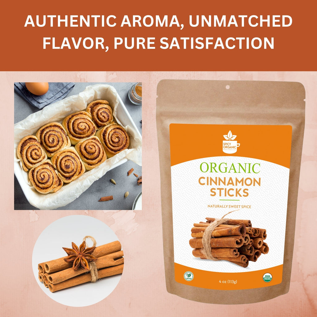 Organic Cassia Cinnamon Sticks — USDA Certified | Chai, Mulled Wine & Baking