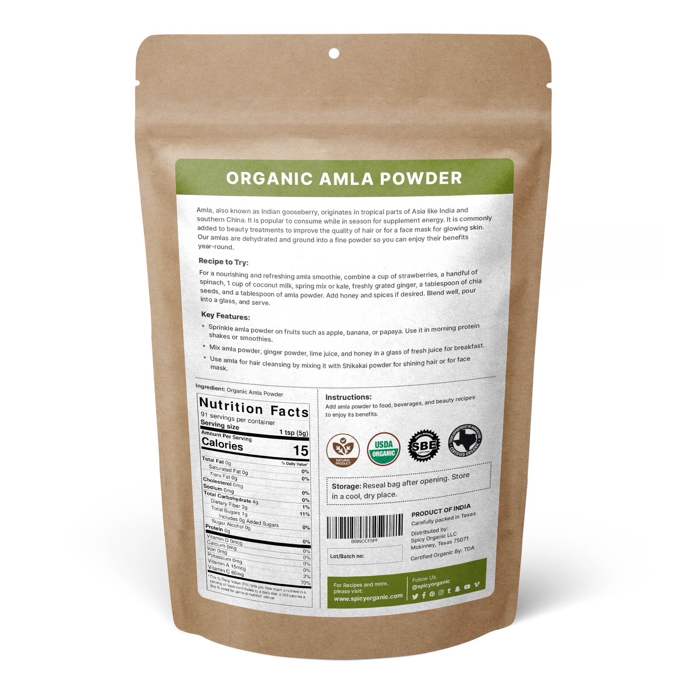 Organic Amla Fruit Powder - Immune Booster, Digestion Support, and Radiant Skin and Hair