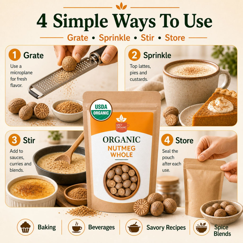 Organic Whole Nutmeg — USDA Certified | Baking, Béchamel & Spiced Beverages