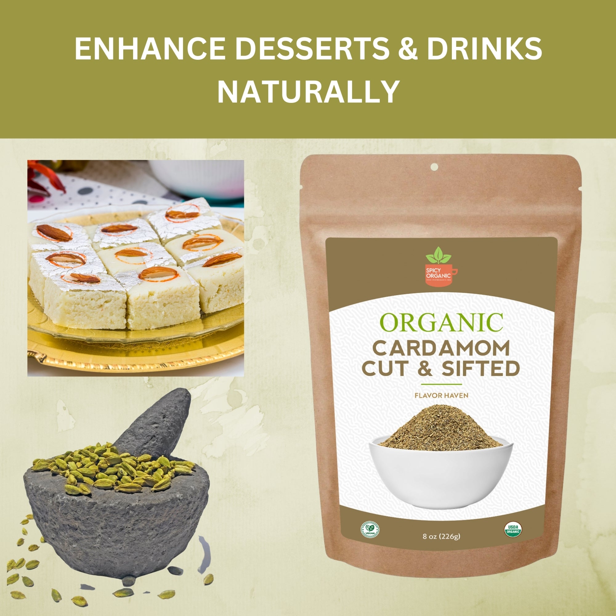 Organic Cardamom Cut and Sift — USDA Certified | Chai, Tea Blends & Herbal Infusions