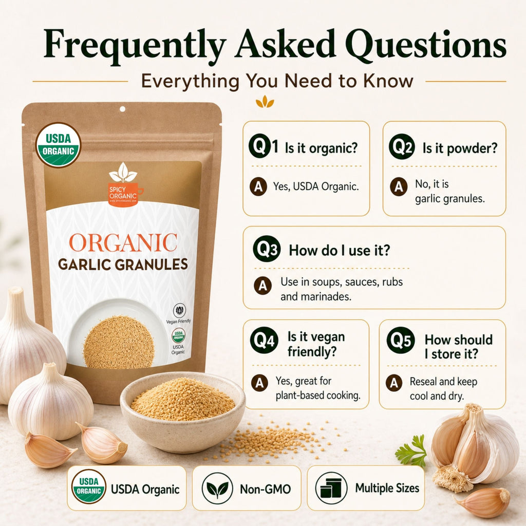 Organic Garlic Granules — USDA Certified, Non-GMO | Marinades, Spice Rubs & Roasting