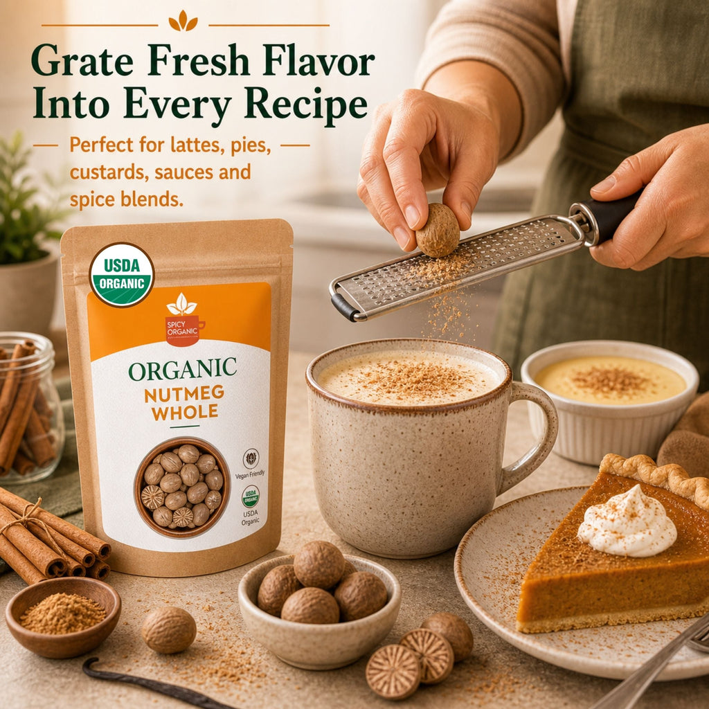 Organic Whole Nutmeg — USDA Certified | Baking, Béchamel & Spiced Beverages