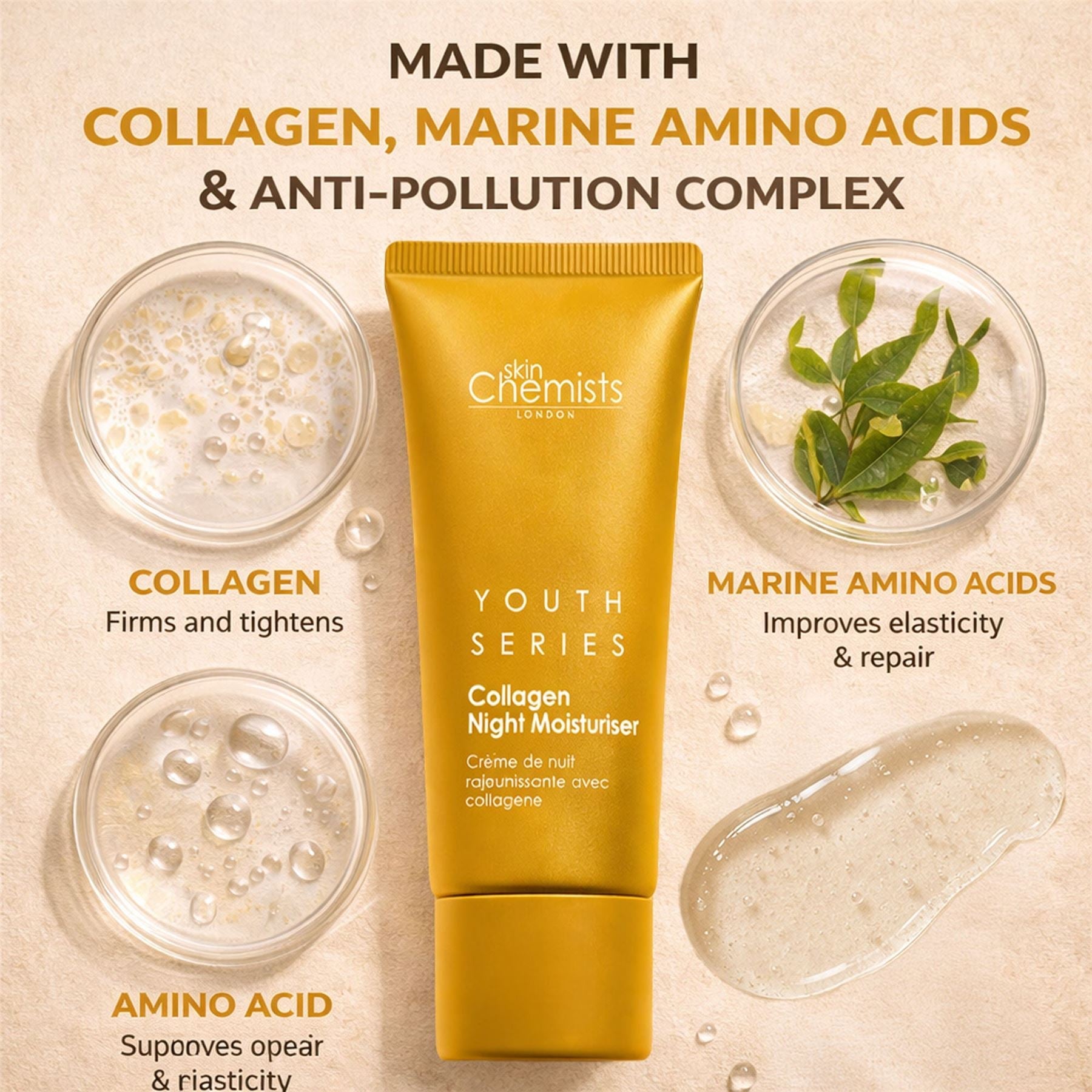 1% Collagen Night Moisturiser 50ml (Vegan)