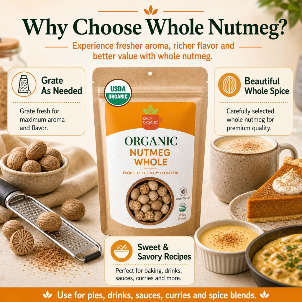 Organic Whole Nutmeg — USDA Certified | Baking, Béchamel & Spiced Beverages