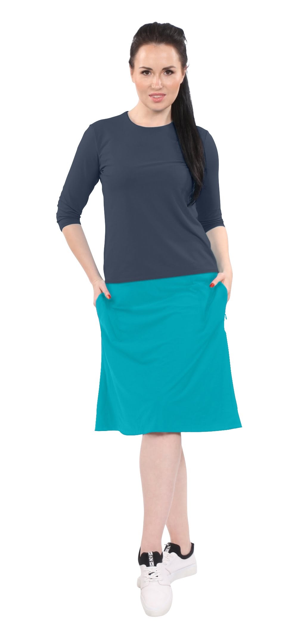 Modest A-Line Athletic Skort with Knee-Length Shorts - Swim & Sport Ready