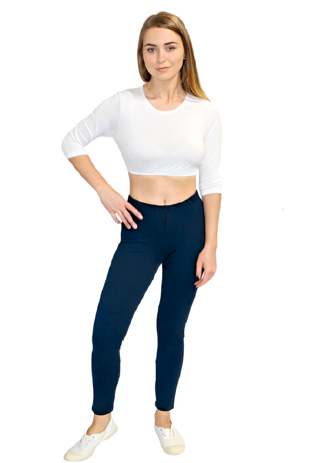 Comfortable Medium Weight Full Length Cotton Spandex Jersey Leggings