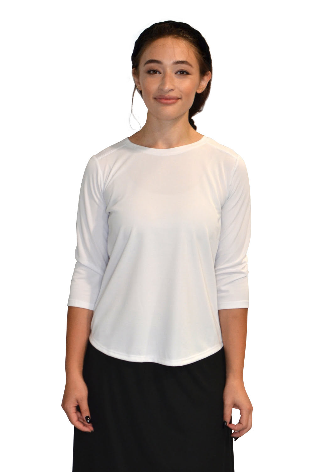 Modest Athletic Moisture-Wicking Performance Top with 3/4 Sleeves