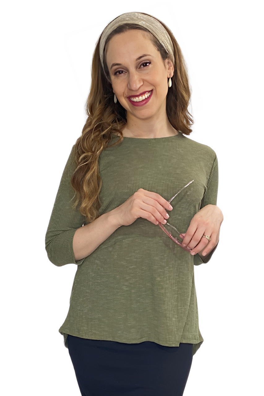 Women's Ribbed Hi-Lo Tunic with Curved Seam Detail