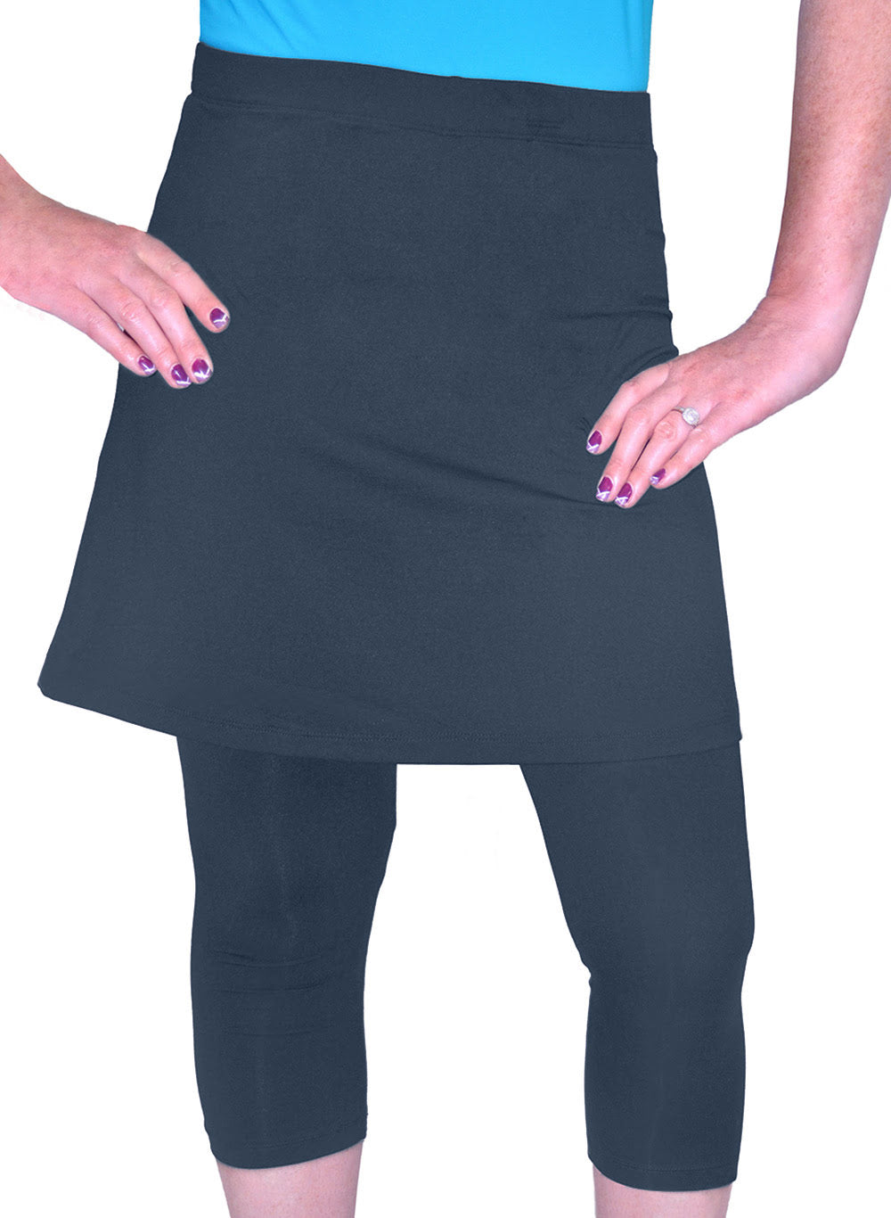 Mid-Thigh Skirt With Attached Capri Leggings for Sports/Swim