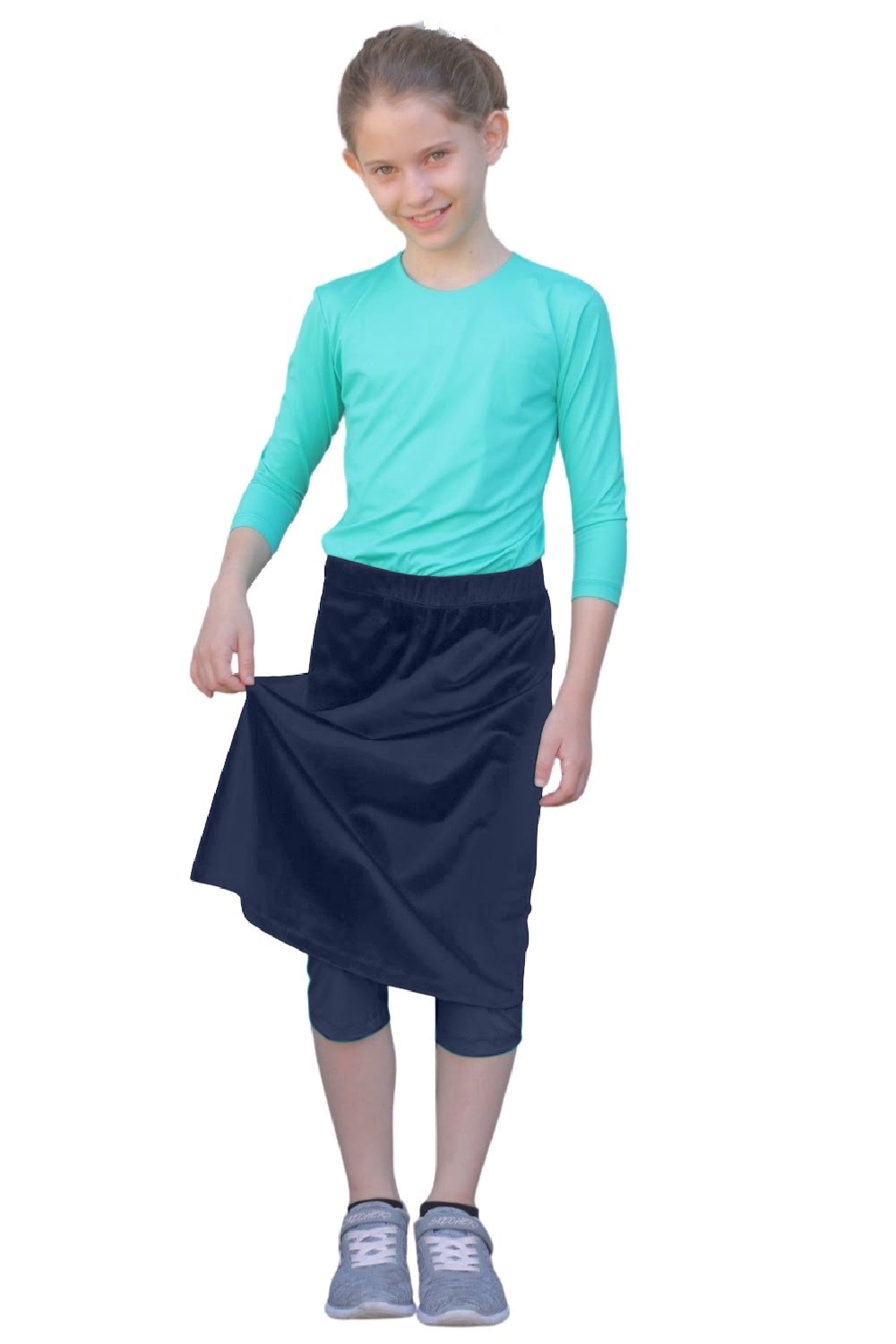 Girls Swim and Sports Skirt with Attached Leggings - UPF 50 Protection