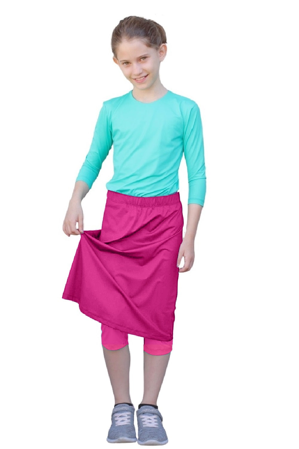 Girls Swim and Sports Skirt with Attached Leggings - UPF 50 Protection