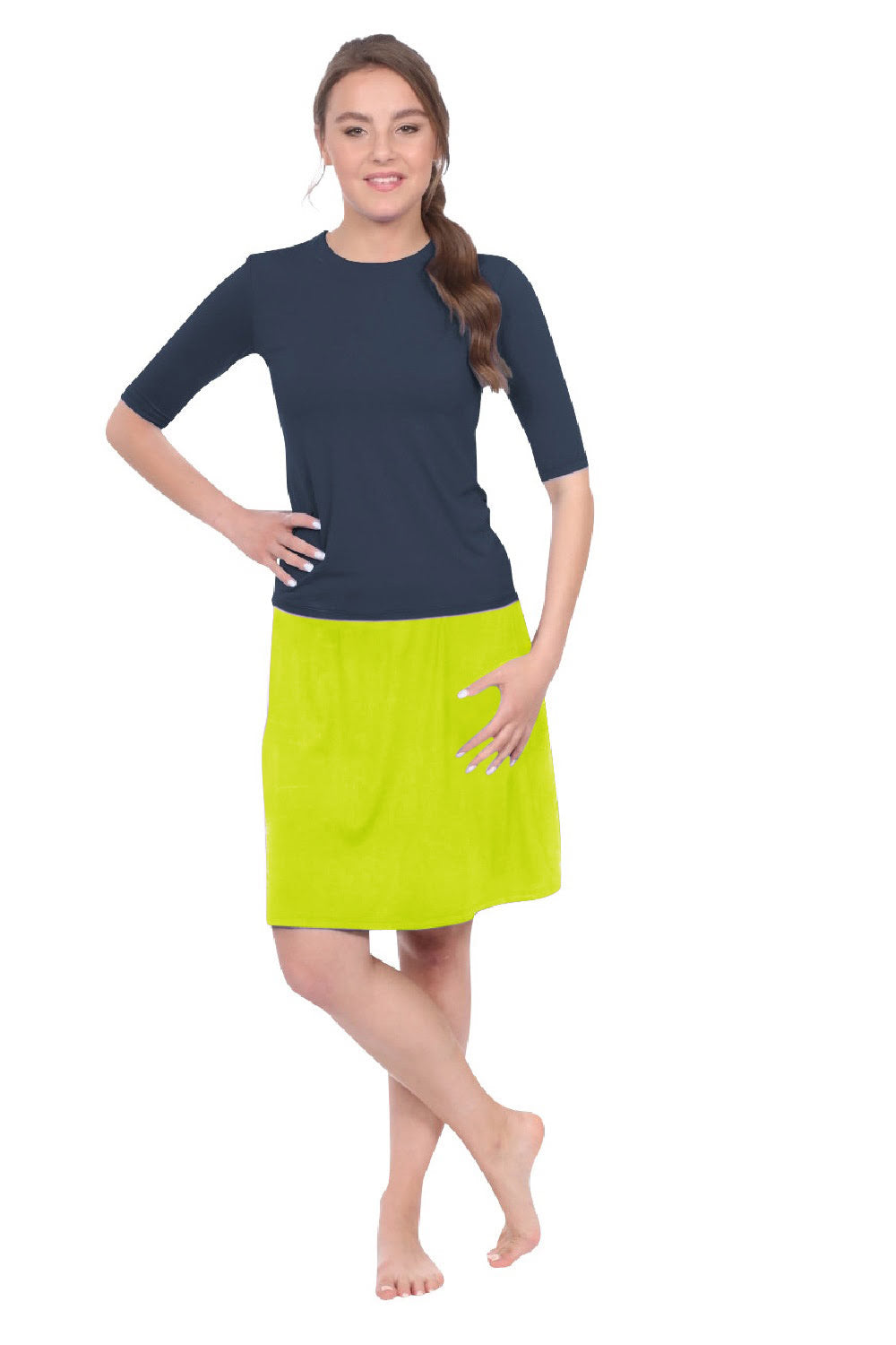 Knee-Length Swim/Sport Skirt with Attached Shorts, Pocket and UPF 50+ Protection