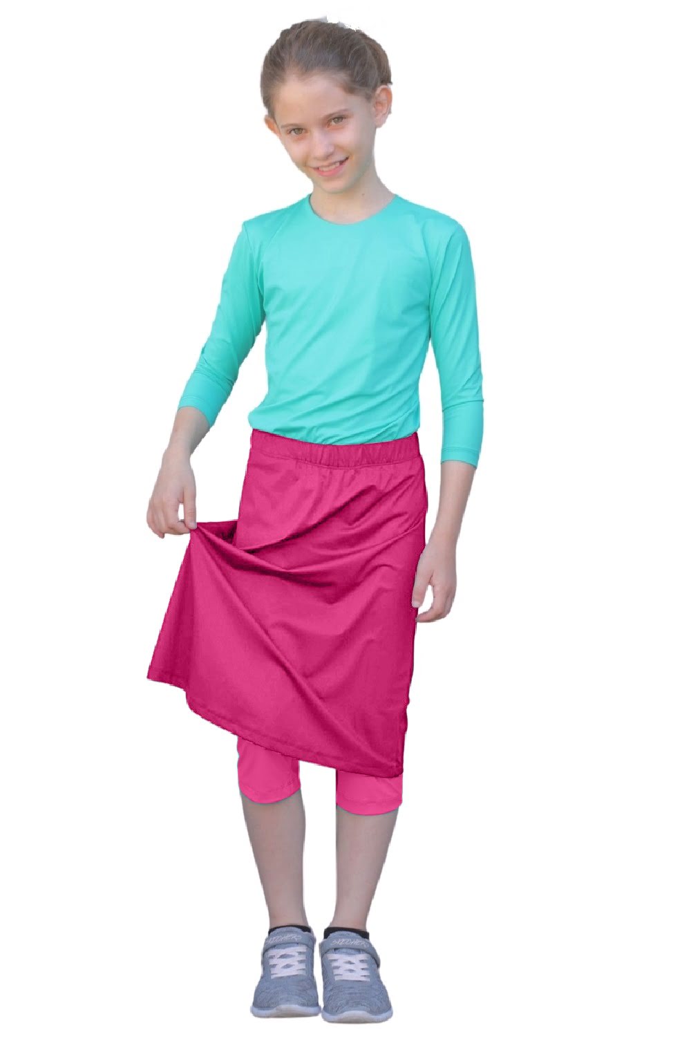 Girls Swim and Sports Skirt with Attached Leggings - UPF 50 Protection