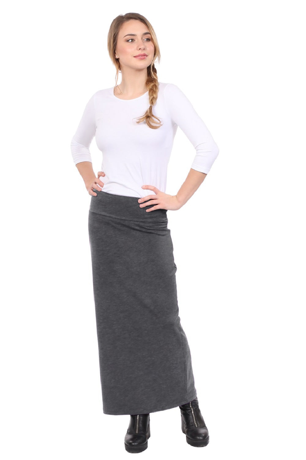 Women's and Plus Size Stretch Maxi Pencil Skirt - Cotton Blend and No Slits