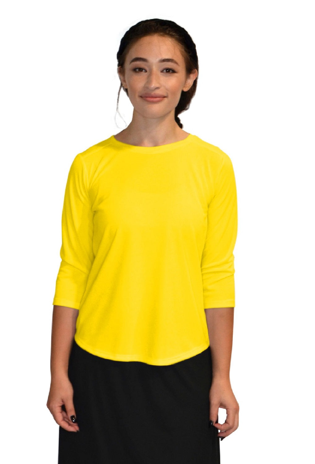Modest Athletic Moisture-Wicking Performance Top with 3/4 Sleeves