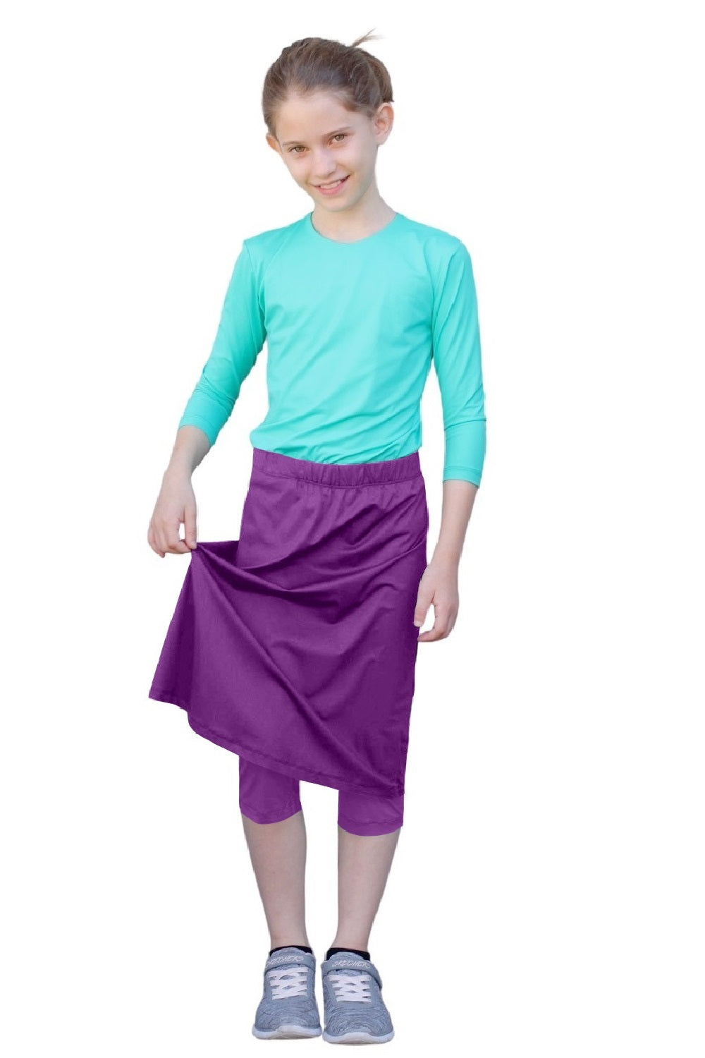 Girls Swim and Sports Skirt with Attached Leggings - UPF 50 Protection