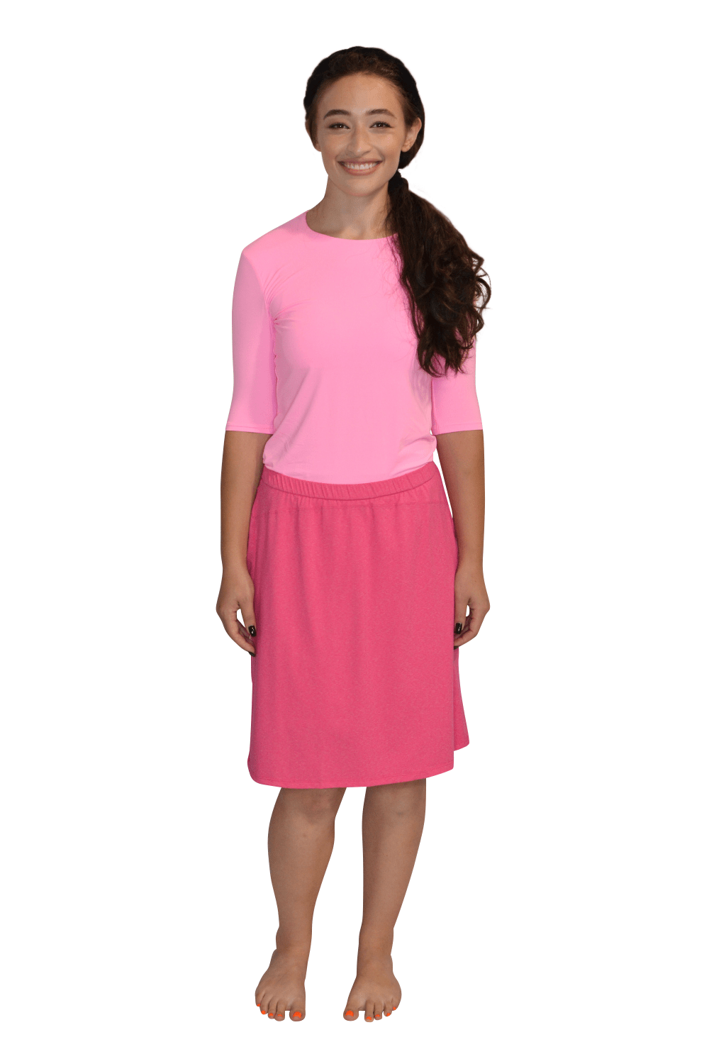 Knee-Length Swim/Sport Skirt with Attached Shorts, Pocket and UPF 50+ Protection