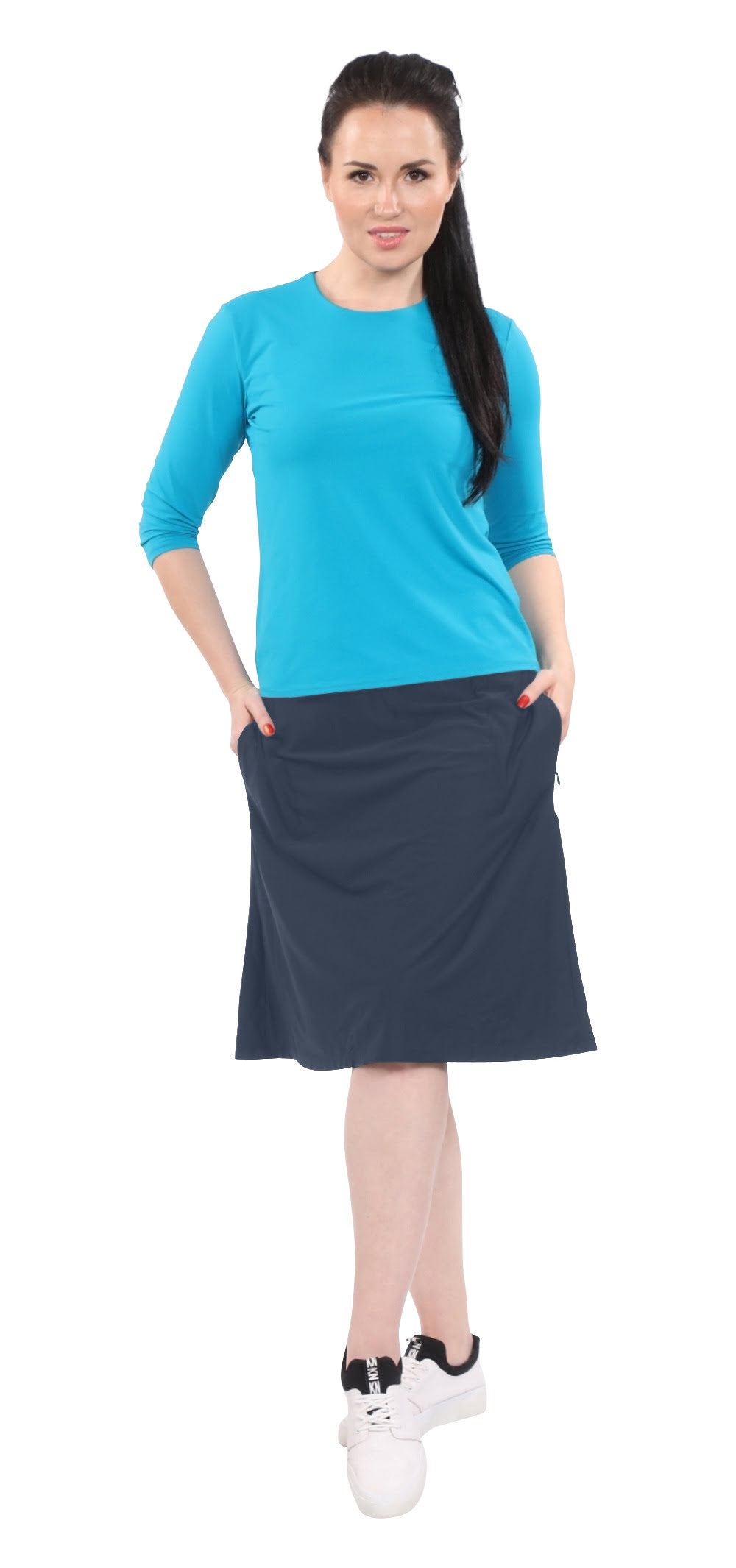 Modest A-Line Athletic Skort with Knee-Length Shorts - Swim & Sport Ready