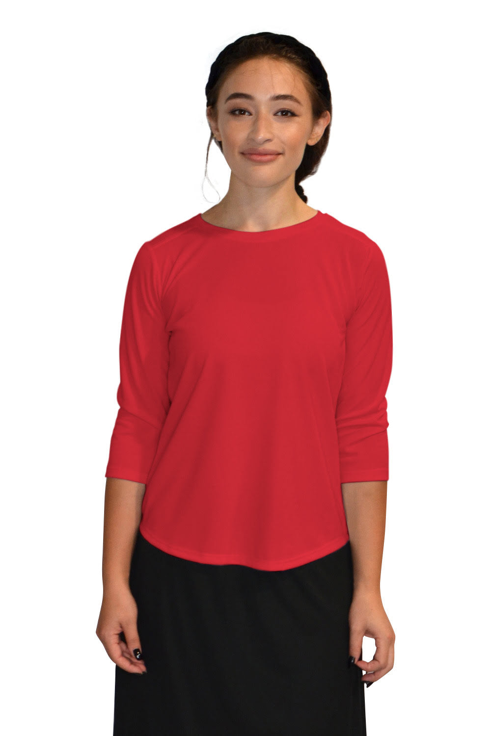 Modest Athletic Moisture-Wicking Performance Top with 3/4 Sleeves