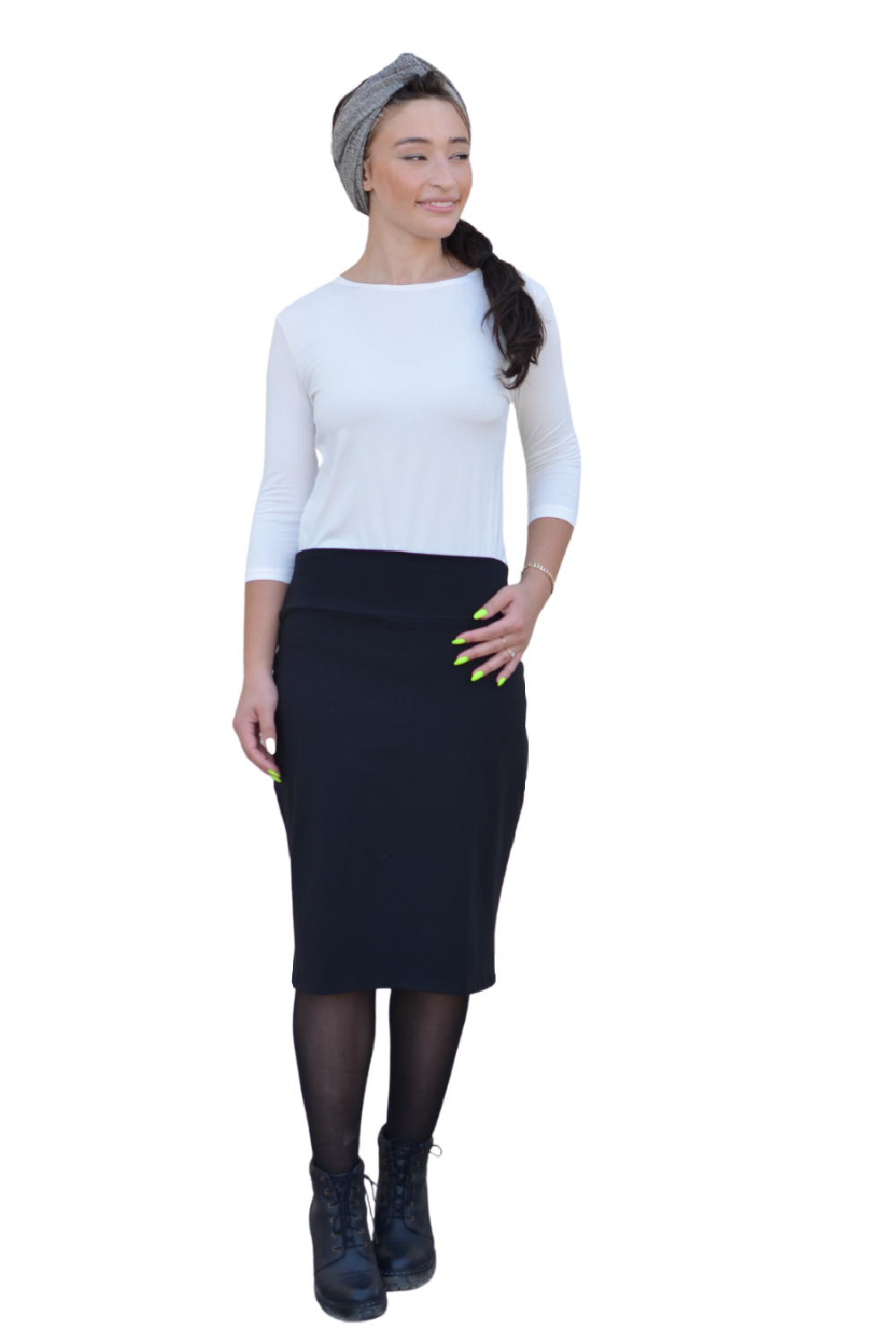 Cotton Spandex Pencil Skirt - Classic Modest Fit