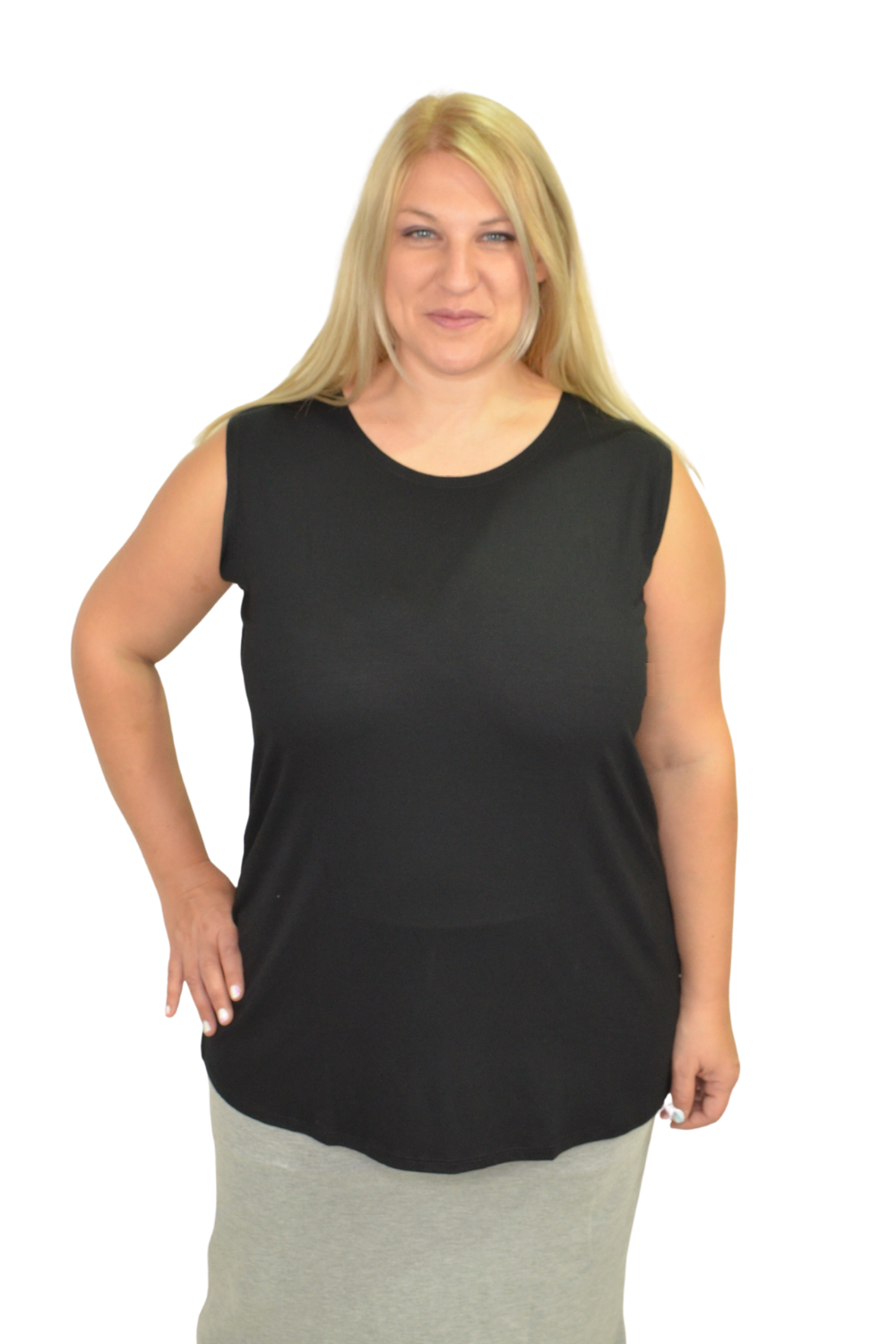Plus Size Premium Sleeveless Layering Tank Top with Full Shoulder Coverage