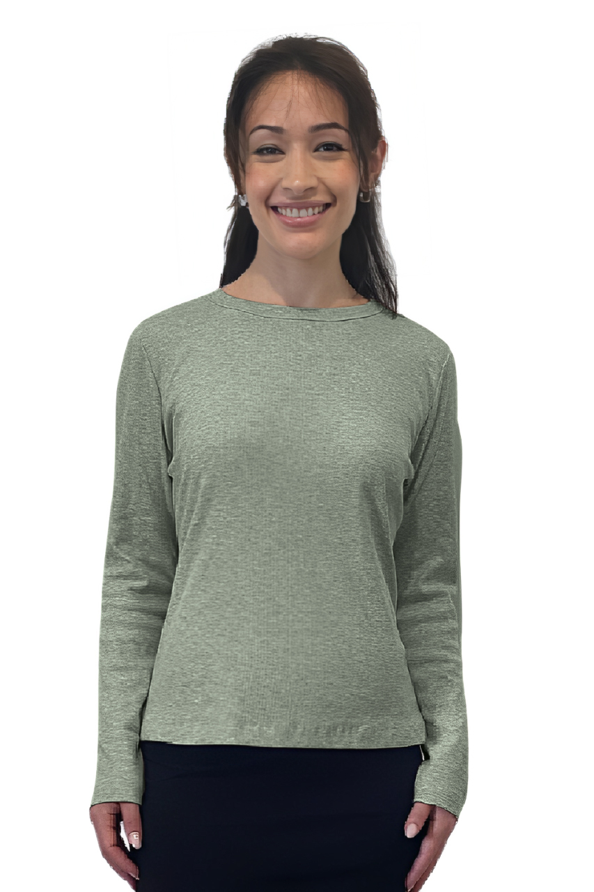 Long Sleeve Ribbed Shell Top in Cotton Spandex