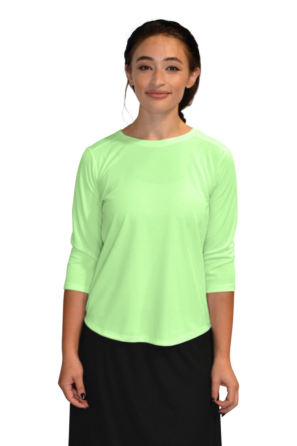 Modest Athletic Moisture-Wicking Performance Top with 3/4 Sleeves