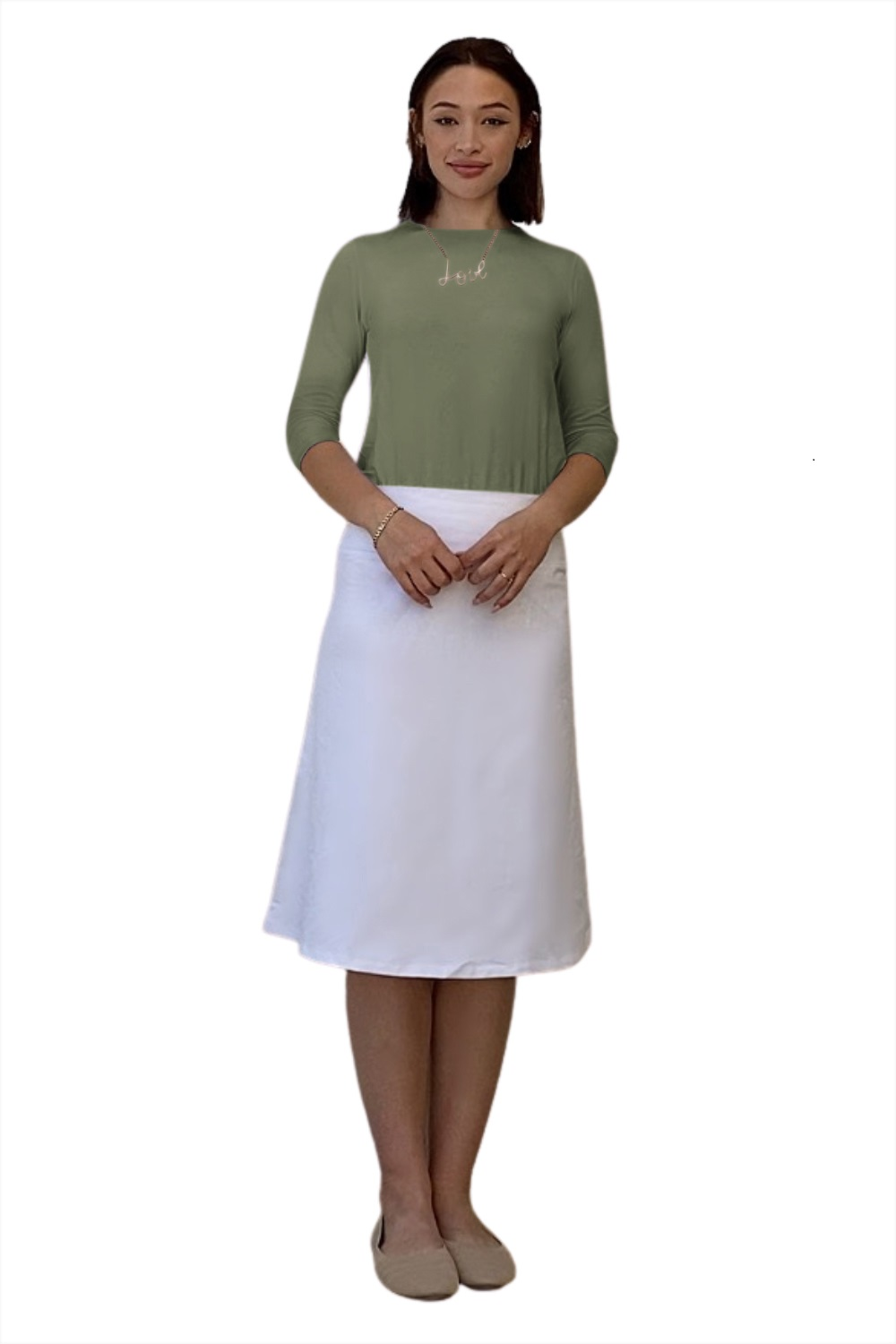 Sporty A-Line Cotton Spandex French Terry Skirt – Knee Length