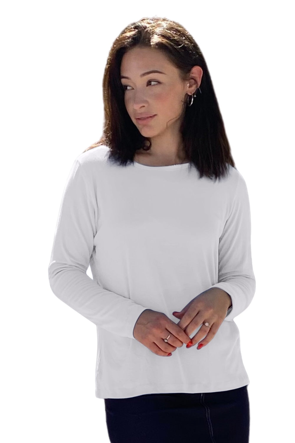 Long Sleeve Fine Ribbed Top with Modest Side Vents