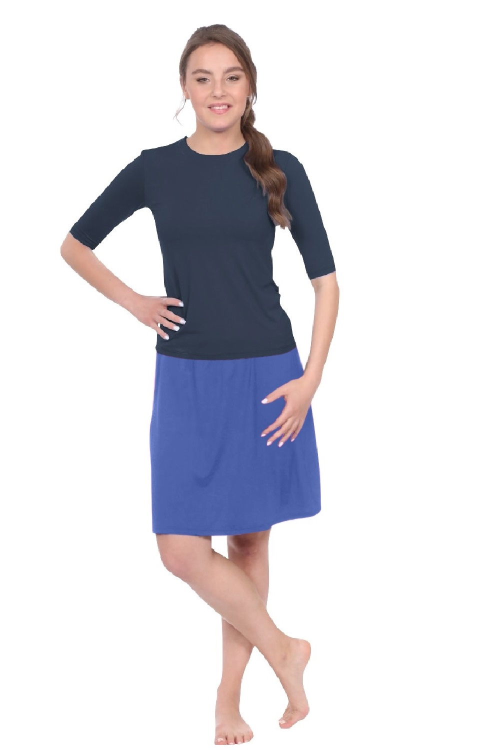 Knee-Length Swim/Sport Skirt with Attached Shorts, Pocket and UPF 50+ Protection