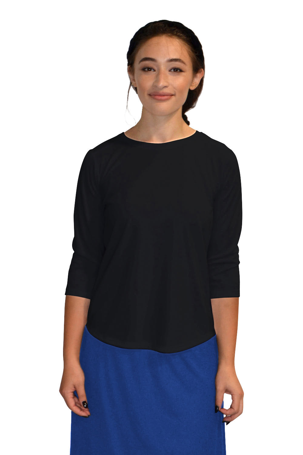 Modest Athletic Moisture-Wicking Performance Top with 3/4 Sleeves