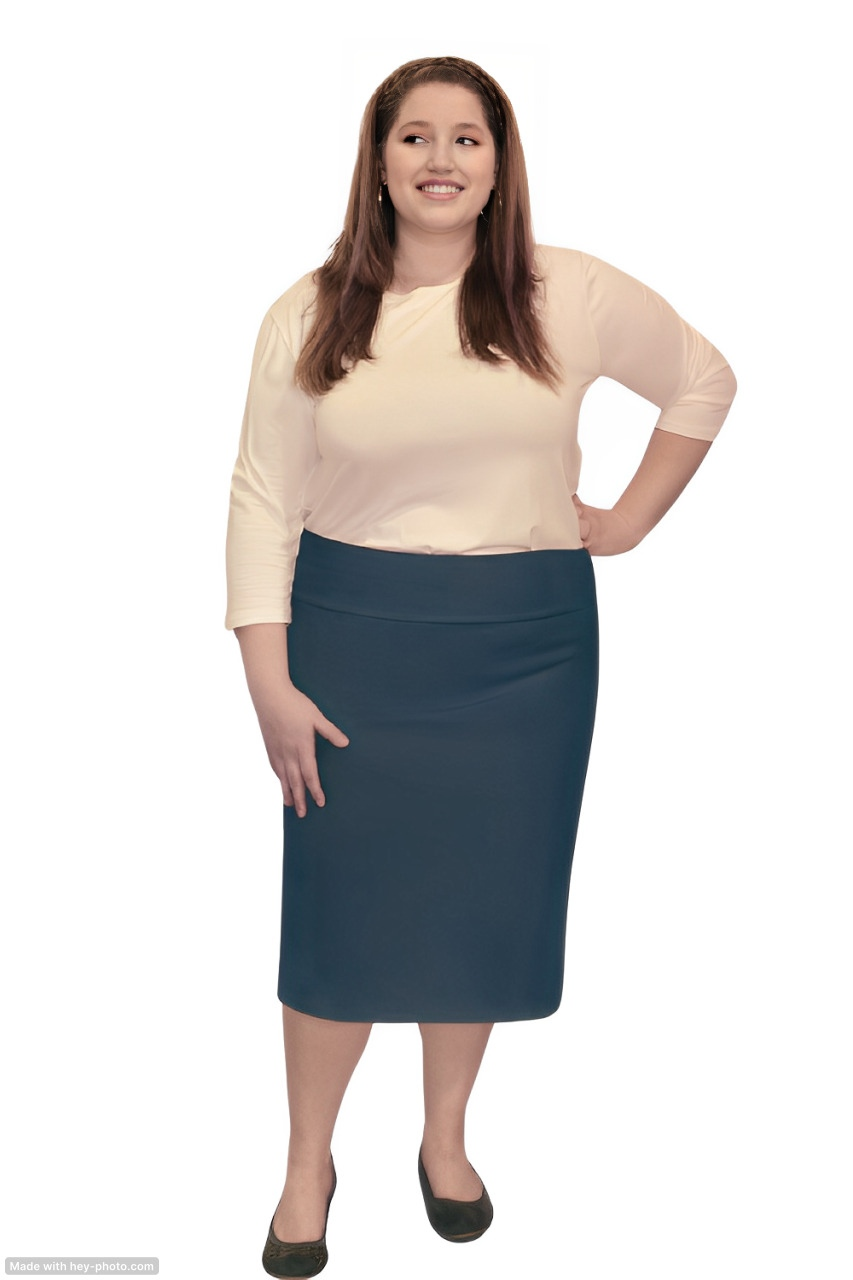Plus Size Modest Stretch Knee Length Pencil Skirt in Cotton Spandex