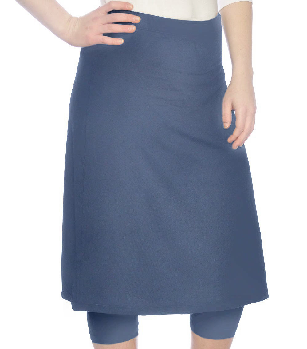 Plus Size Modest Swim and Sports Midi Skirt with Attached Leggings - UPF 50 Protection