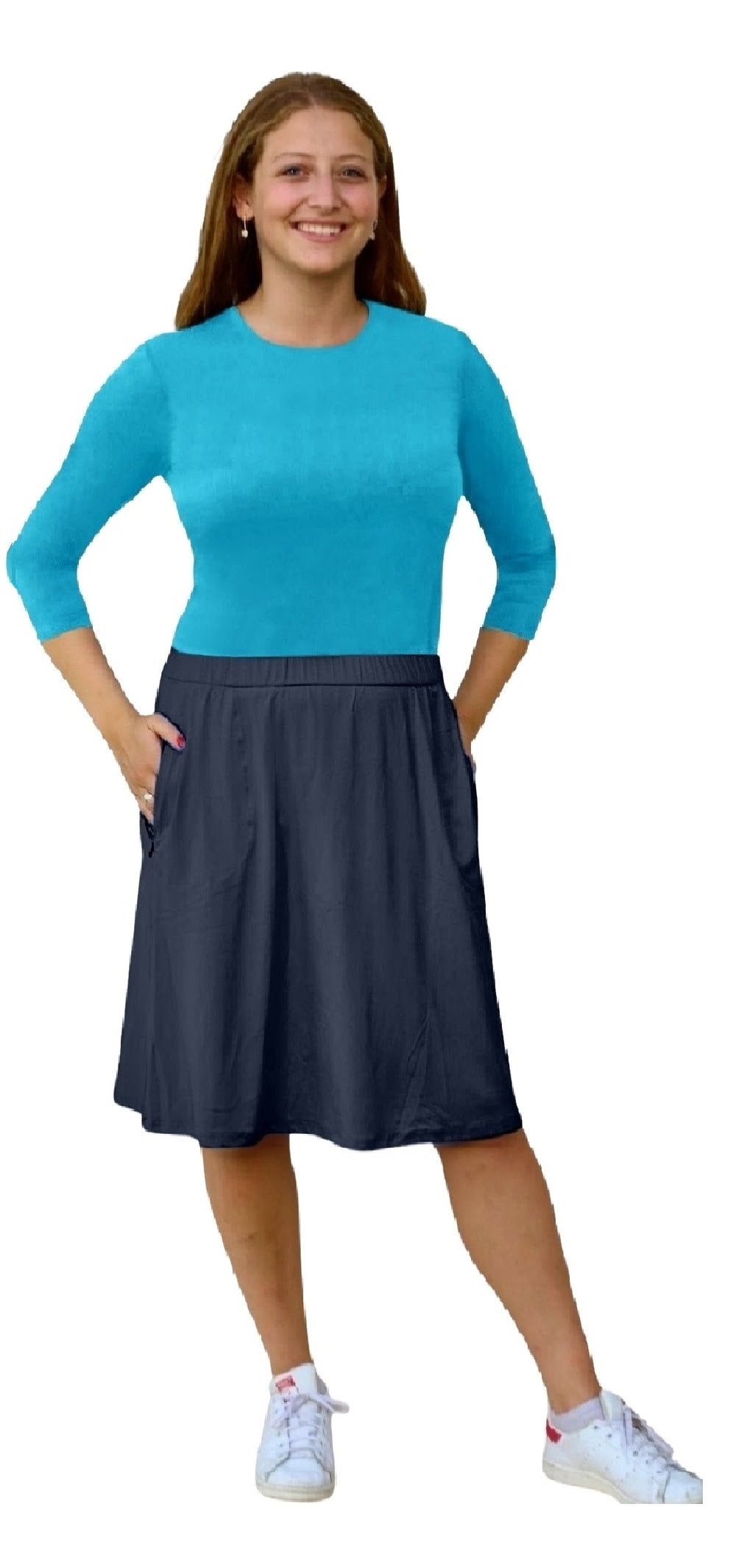 Modest A-Line Athletic Skort with Knee-Length Shorts - Swim & Sport Ready