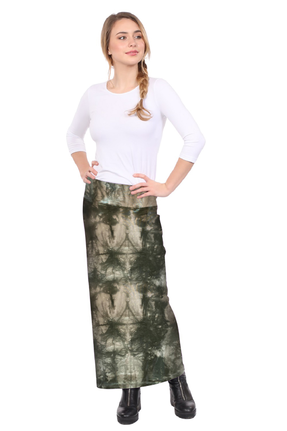 Women's and Plus Size Stretch Maxi Pencil Skirt - Cotton Blend and No Slits