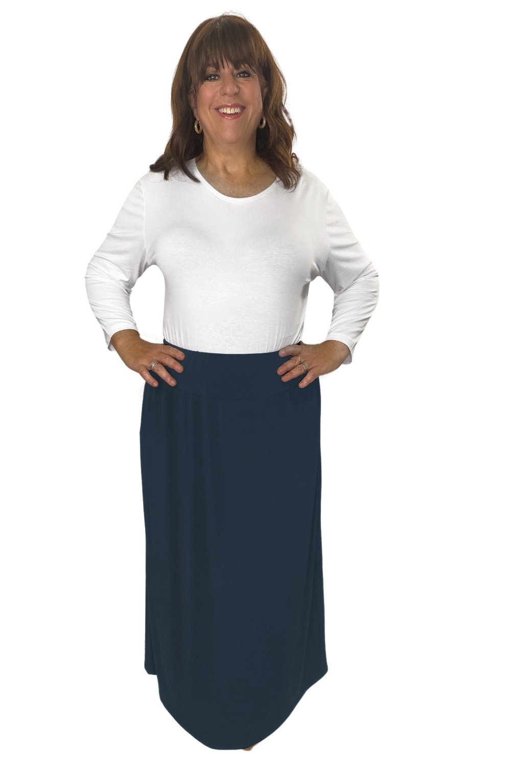 Plus Size Silky Maxi Length Stretch Pencil Skirt