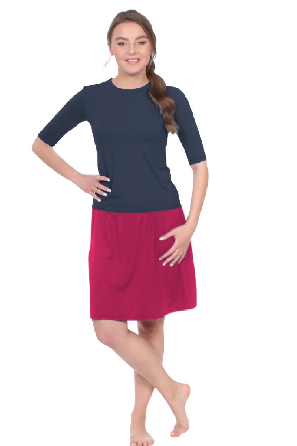 Knee-Length Swim/Sport Skirt with Attached Shorts, Pocket and UPF 50+ Protection