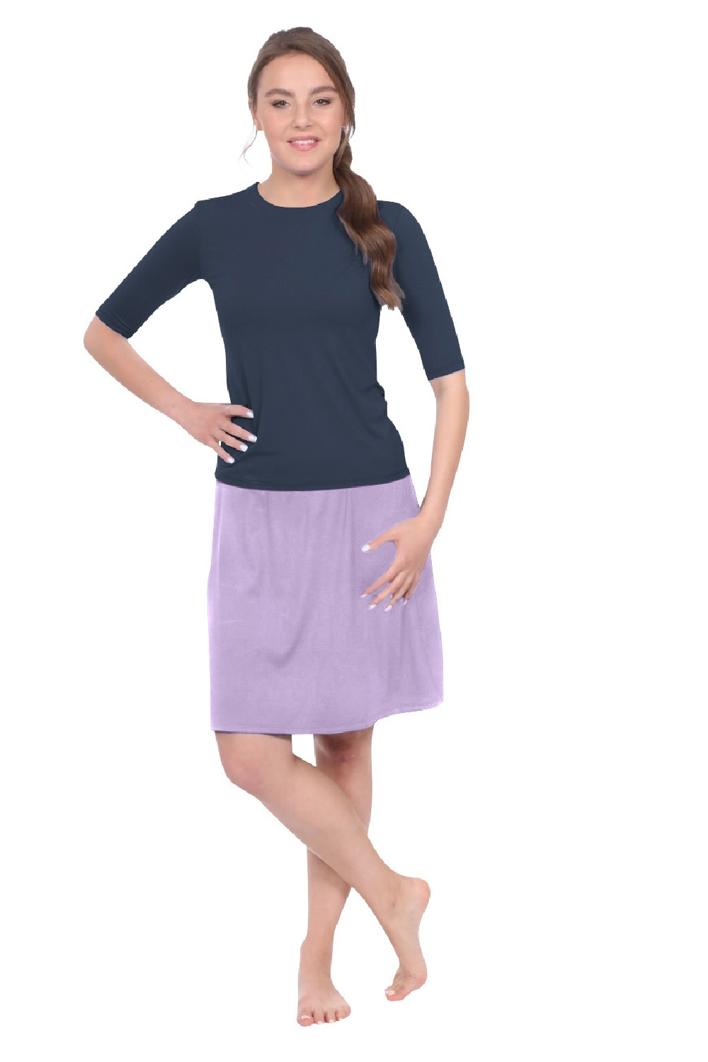 Knee-Length Swim/Sport Skirt with Attached Shorts, Pocket and UPF 50+ Protection