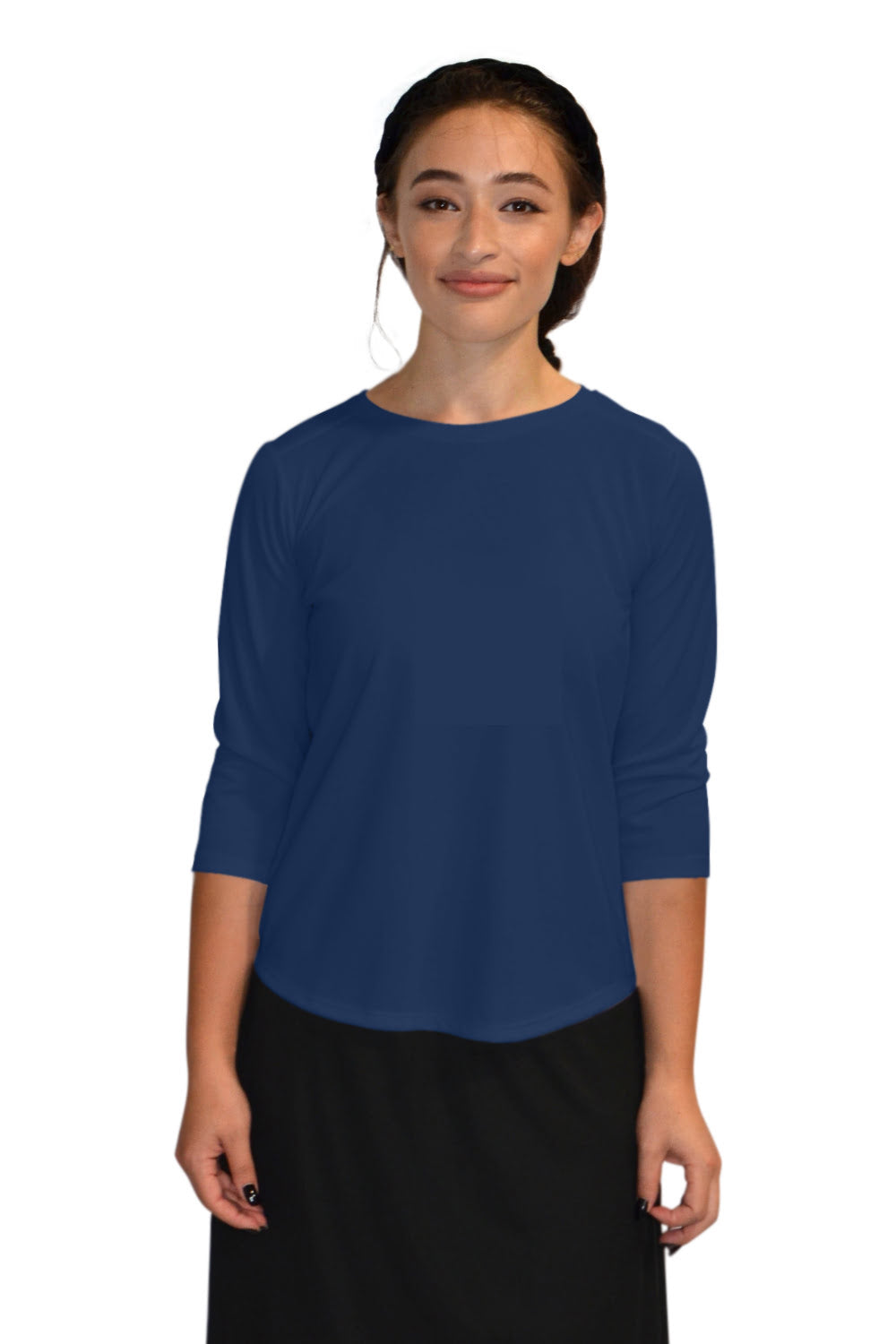 Modest Athletic Moisture-Wicking Performance Top with 3/4 Sleeves