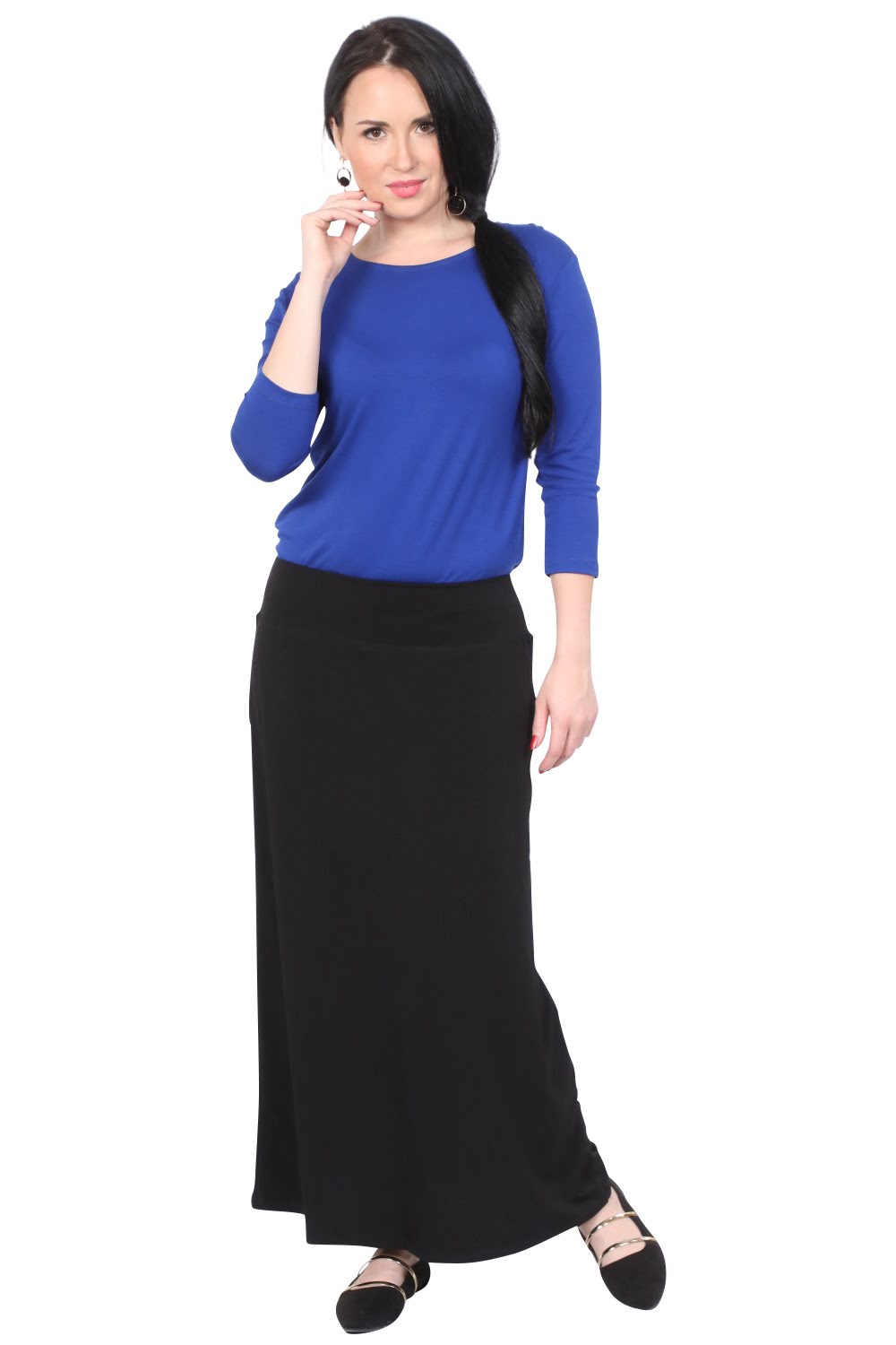 Silky Classic Maxi Length Modest Stretch Pencil Skirt
