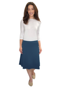 Classic A-Line Knee Length Cotton Stretch Skirt - Modest Everyday Comfort