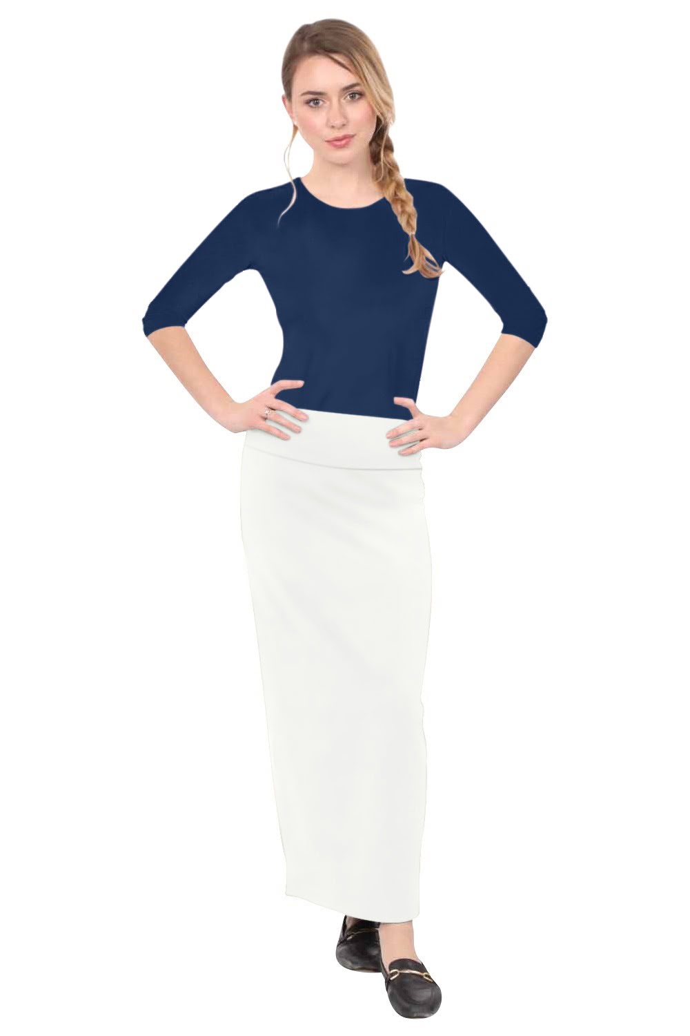 Women's and Plus Size Stretch Maxi Pencil Skirt - Cotton Blend and No Slits