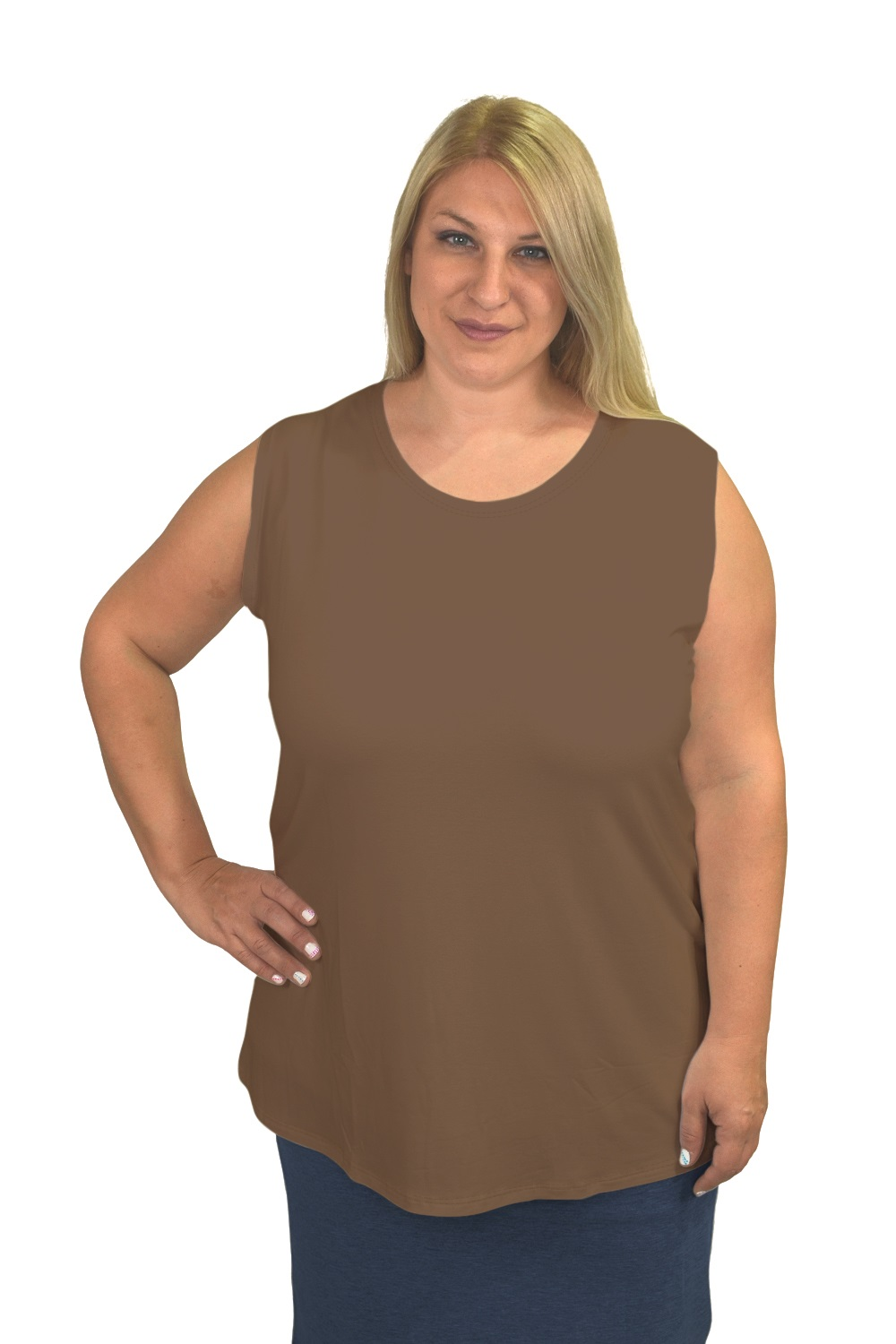 Plus Size Premium Sleeveless Layering Tank Top with Full Shoulder Coverage